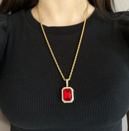 gold rope chain pendant red affordable drip concept 