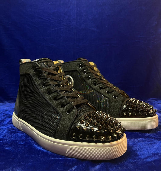 Christian Louboutin Men’s High Top Trainers - Black/Chameleon Spikes 39 + FREE MYSTERY BOX