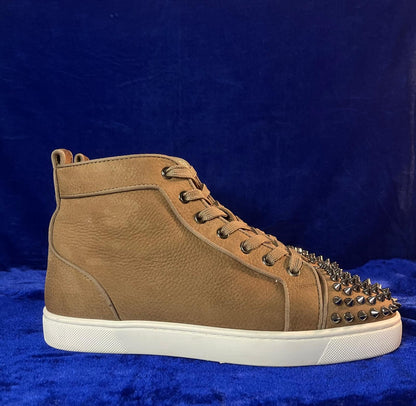 Christian Louboutin Men’s High Top Trainers Beige Leather 40 + FREE MYSTERY BOX