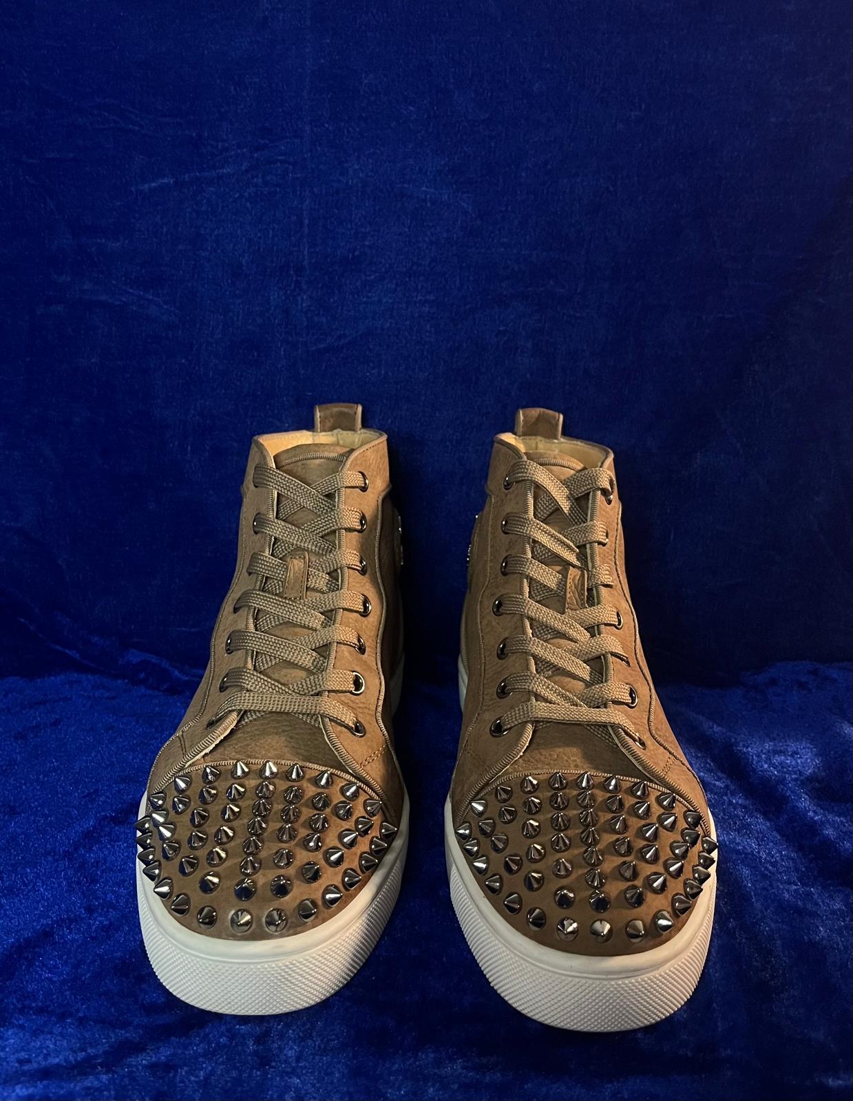 Christian Louboutin Men’s High Top Trainers Beige Leather 40 + FREE MYSTERY BOX